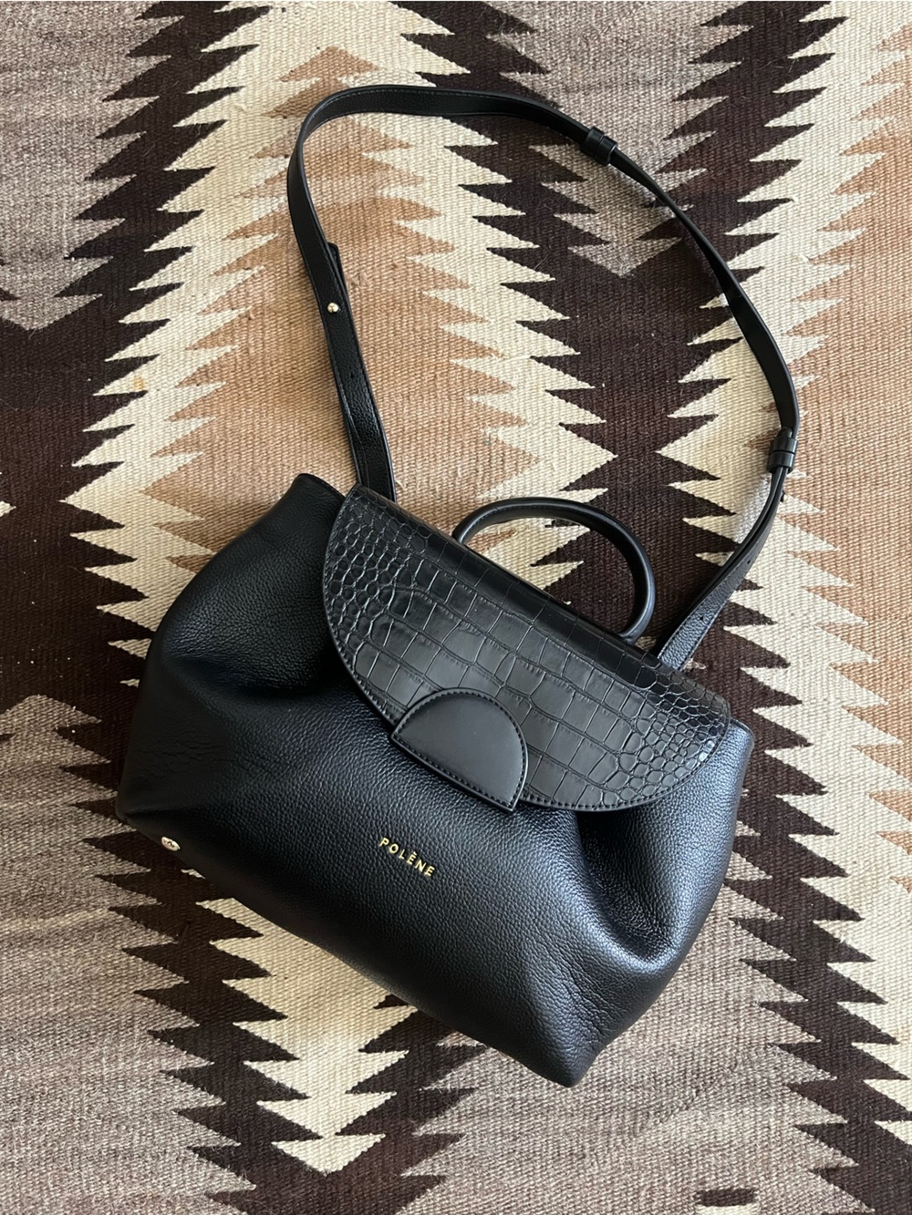 Polene full size Numero Un Trio Black Crocodile